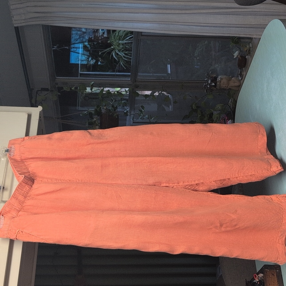 Cynthia Rowley Orange Linen Pants. - Picture 2 of 9